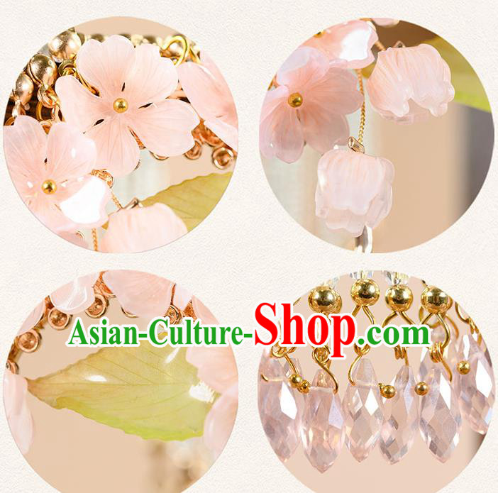 China Ancient Princess Long Tassel Hairpin Traditional Hanfu Ming Dynasty Hair Accessories Flowers Hair Stick
