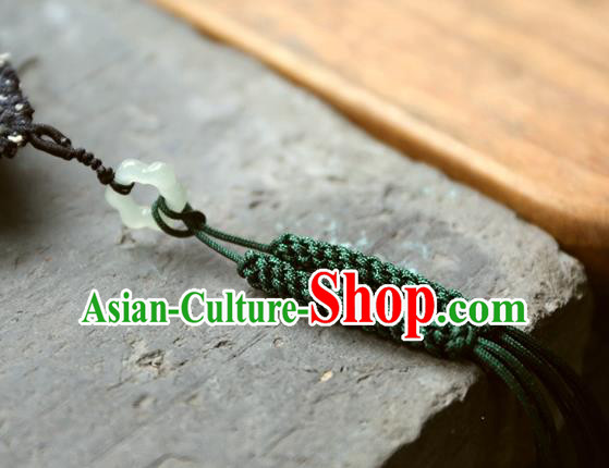 Traditional Embroidered Waist Accessories China National Tassel Jade Pendant Handmade Jewelry