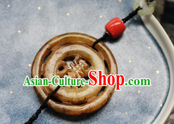 Traditional Yellow Jade Waist Accessories China Handmade Jewelry National Tassel Pendant