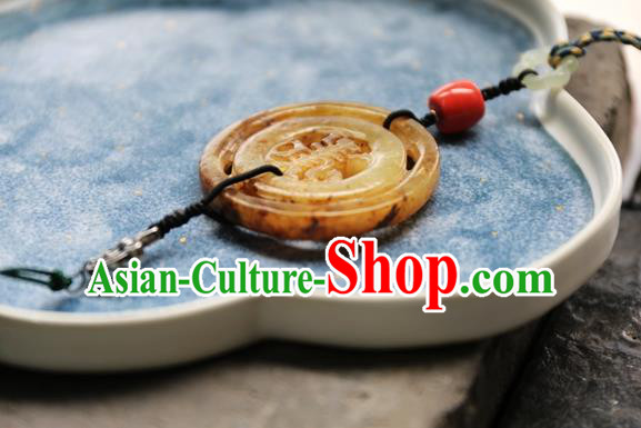 Traditional Yellow Jade Waist Accessories China Handmade Jewelry National Tassel Pendant