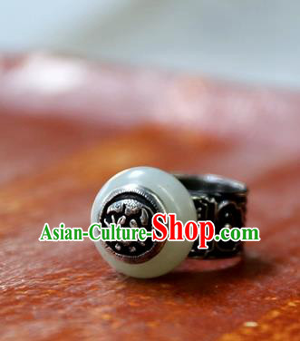 China National Jade Ring Traditional Handmade Silver Jewelry Accessories