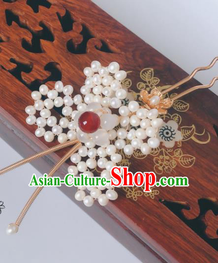 China Song Dynasty Hair Accessories Ancient Empress Hairpin Traditional Hanfu Pearls Butterfly Hair Stick