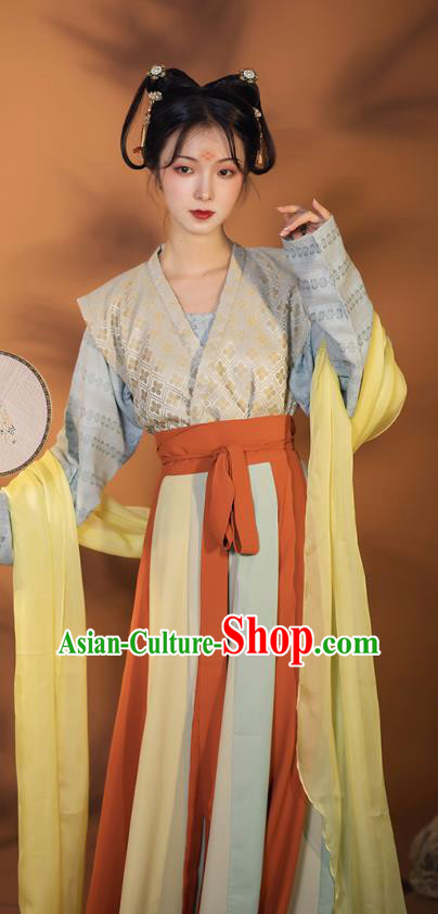 Traditional China Tang Dynasty Historical Clothing Ancient Palace Lady Hanfu Apparels Costumes Full Set