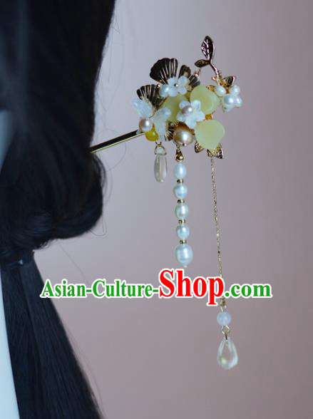 China Classical Cheongsam Shell Butterfly Hair Stick Traditional Hair Accessories Tassel Hairpin