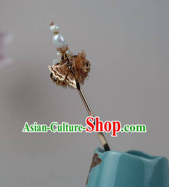 China Classical Cheongsam Pearls Hair Stick Traditional Hair Accessories Ming Dynasty Hairpin