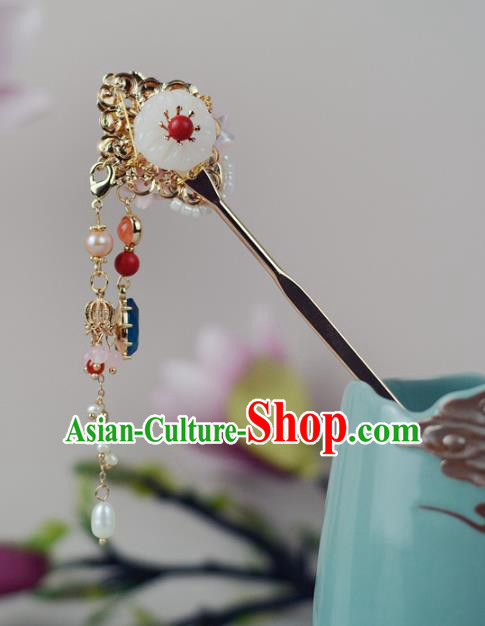 China Traditional Hair Accessories Ming Dynasty Blueing Hairpin Classical Cheongsam Tassel Hair Stick