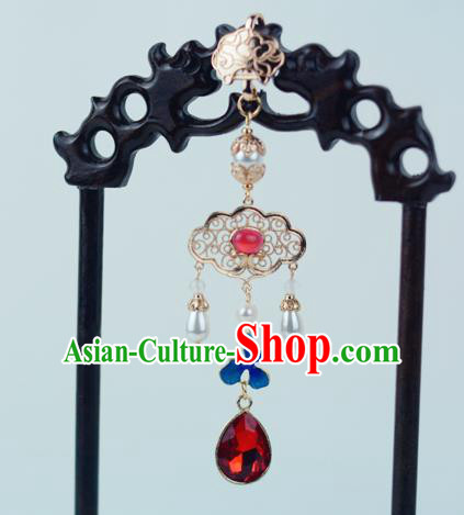 Chinese Traditional Cheongsam Jewelry Pendant Tassel Accessories Handmade Red Crystal Brooch
