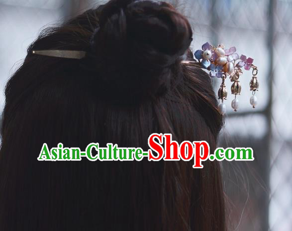 China Handmade Hydrangea Hairpin Traditional Hair Accessories Classical Cheongsam Pearls Hair Stick
