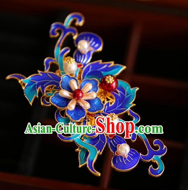 China Traditional Cloisonne Hair Comb and Hairpins Handmade Xiuhe Suit Hair Accessories Ming Dynasty Wedding Bride Hair Jewelry Full Set