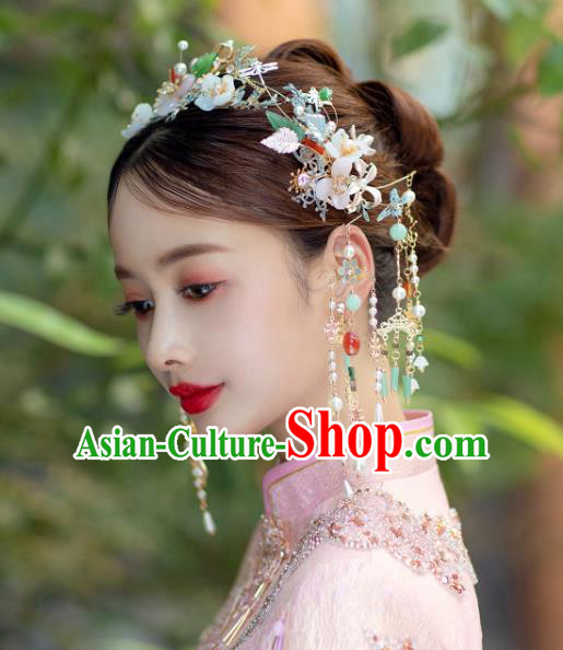 China Bride Tassel Hair Clasp Traditional Handmade Xiuhe Suit Phoenix Coronet Wedding Hair Accessories
