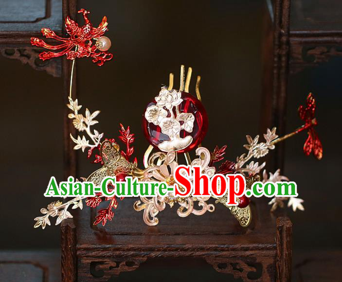 China Traditional Wedding Hair Accessories Bride Hair Combs and Tassel Hairpins Hair Sticks