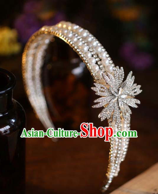 Top Grade Hair Accessories Bride Royal Crown Jewelry Wedding Ornaments Pearls Hair Clasp