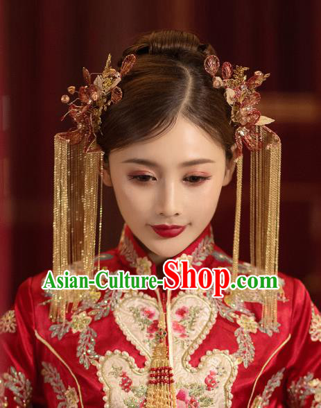China Traditional Wedding Tassel Hairpins Bride Hair Accessories Hair Sticks