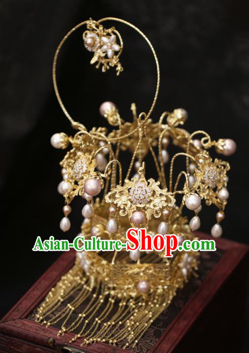 China Golden Tassel Portable Lantern Traditional Wedding Prop Bride Accessories