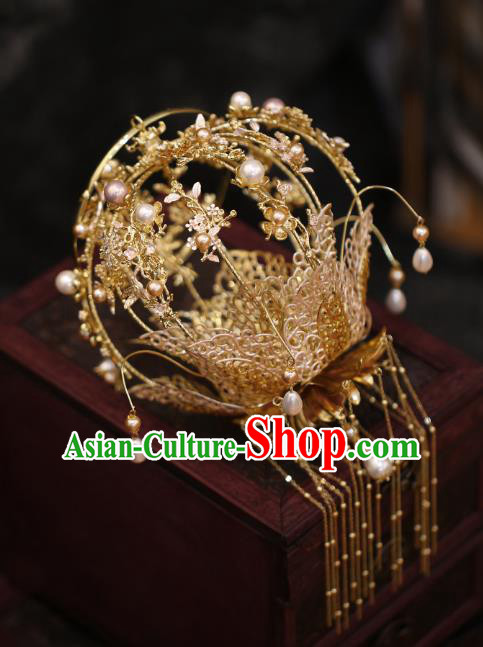 China Bride Accessories Golden Tassel Portable Lantern Traditional Wedding Prop