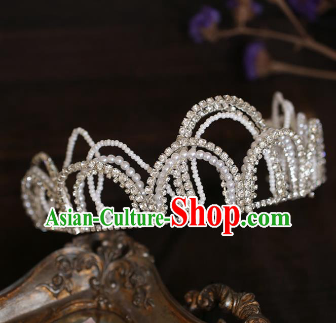Top Grade European Wedding Crystal Royal Crown Bride Hair Accessories Beads Headwear