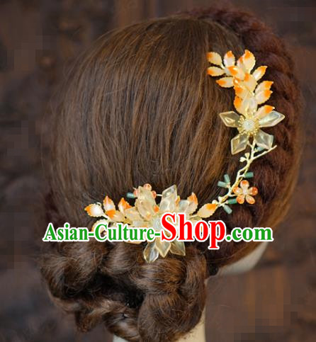 China Traditional Wedding Flowers Hair Sticks and Hair Comb Tassel Hairpins Earrings Ancient Bride Hair Accessories
