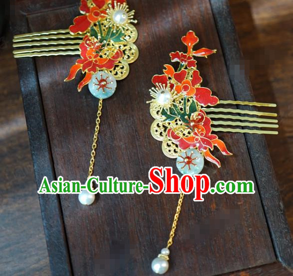 China Traditional Jade Hair Combs Wedding Xiuhe Suit Hair Accessories Bride Tassel Hair Stick
