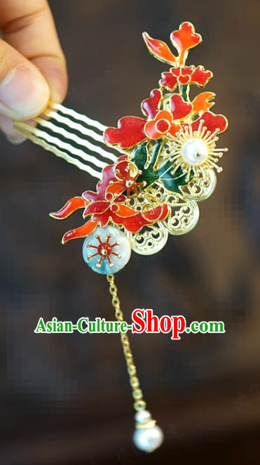 China Traditional Jade Hair Combs Wedding Xiuhe Suit Hair Accessories Bride Tassel Hair Stick