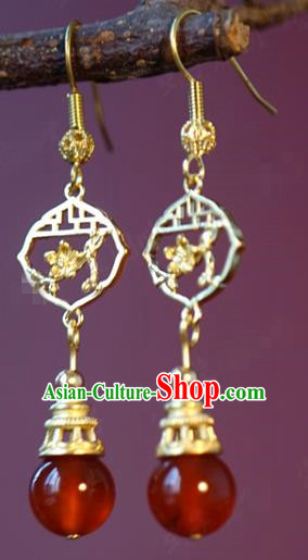 Top Grade Traditional Ming Dynasty Ear Accessories China Ancient Court Empress Golden Earrings Jewelry