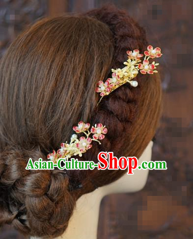 China Traditional Wedding Red Plum Hair Sticks Xiuhe Suit Hair Accessories Bride Hairpin