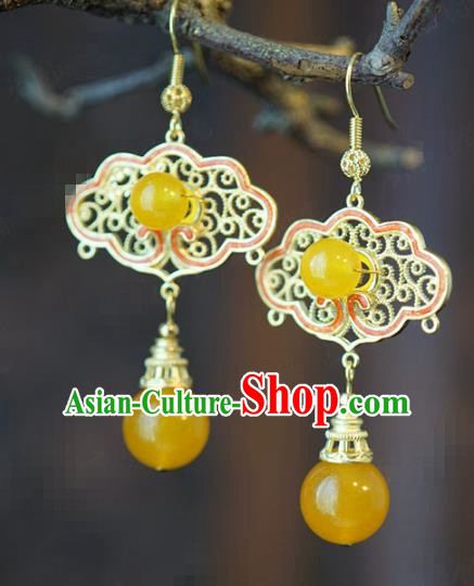 Traditional China Qing Dynasty Ceregat Ear Jewelry Accessories Top Grade Ancient Queen Cloisonne Earrings