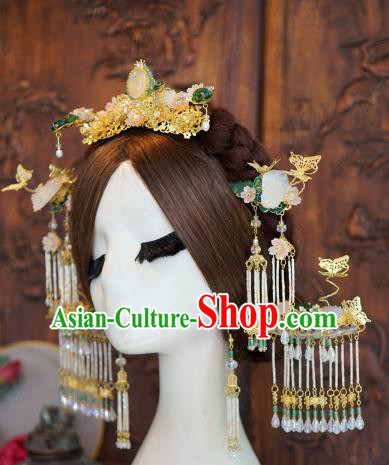 China Ancient Bride Hair Accessories Headwear Traditional Wedding Flowers Hair Crown and Hairpins