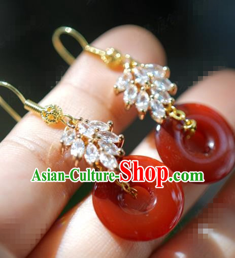 Top Grade Ancient Bride Agate Earrings China Traditional Hanfu Accessories Crystal Ear Jewelry
