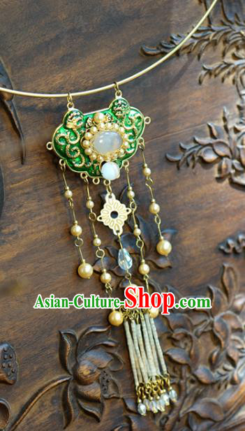 Chinese Handmade Wedding Necklace Traditional Wedding Jewelry Accessories Ancient Bride Cloisonne Necklet