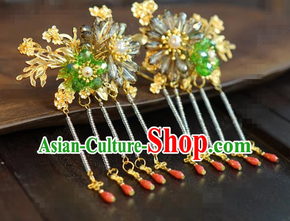 China Ancient Bride Hair Accessories Traditional Wedding Xiuhe Suit Tassel Hairpins Complete Set