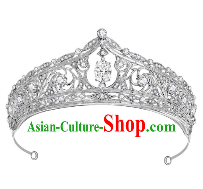 European Retro Zircon Royal Crown Wedding Bride Hair Accessories Crystal Hair Clasp