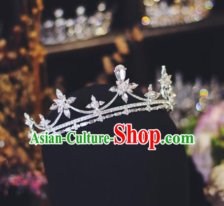 Baroque Retro Zircon Royal Crown European Wedding Bride Hair Accessories Crystal Hair Clasp