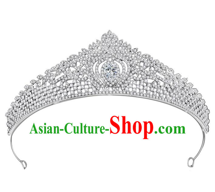 Baroque Princess Retro Royal Crown Crystal Hair Clasp European Wedding Bride Hair Accessories