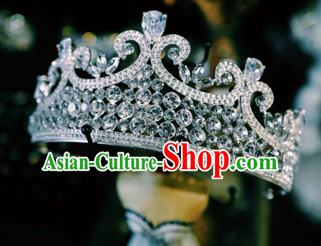 European Princess Zircon Hair Clasp Baroque Retro Royal Crown Handmade Wedding Bride Hair Accessories