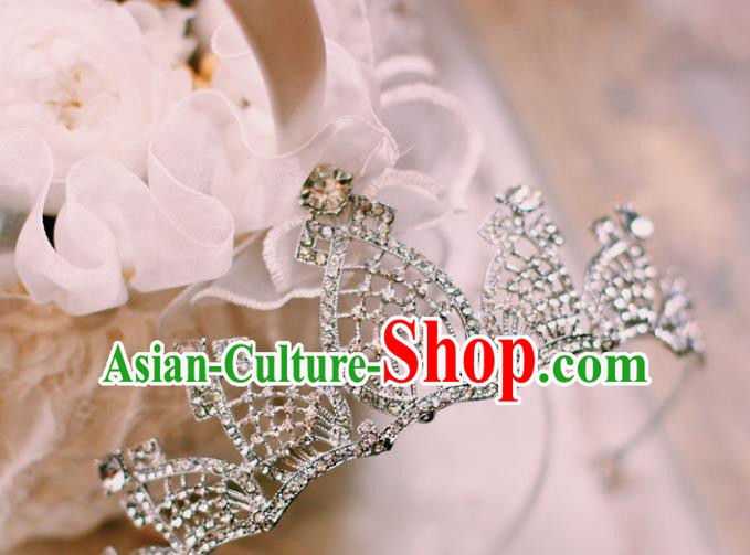 European Princess Argent Hair Clasp Handmade Wedding Bride Hair Accessories Baroque Retro Royal Crown