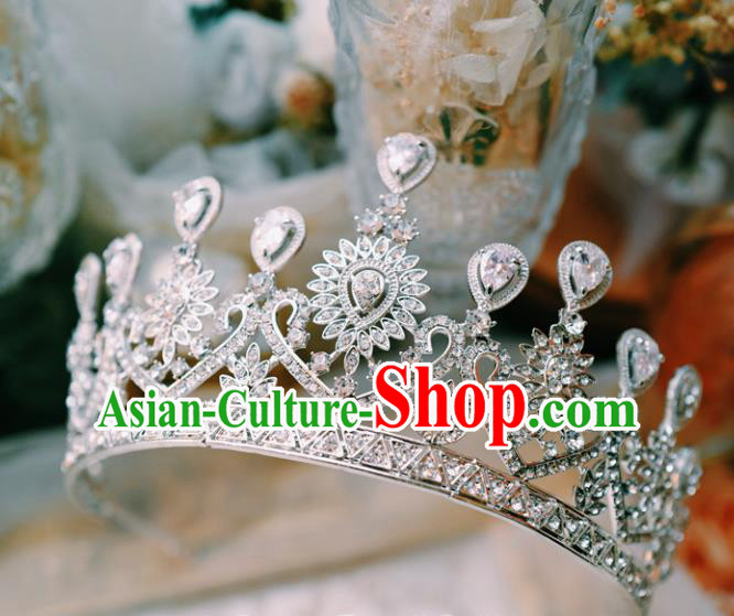 European Queen Zircon Hair Clasp Handmade Wedding Bride Hair Accessories Baroque Royal Crown