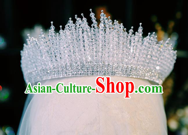 Handmade Wedding Beads Royal Crown Baroque Bride Hair Accessories European Headband