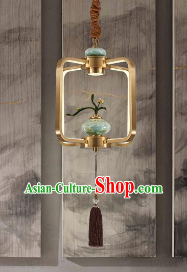 Chinese Traditional Handmade Ceiling Lantern Classical Ceramics Vase Lamp