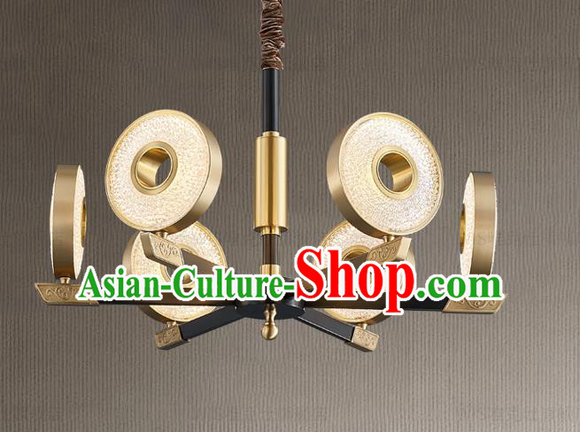 Chinese Traditional Classical Brass Lamp Handmade Six Light Ceiling Lantern