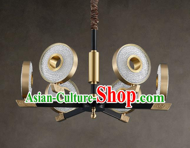 Chinese Traditional Classical Brass Lamp Handmade Six Light Ceiling Lantern