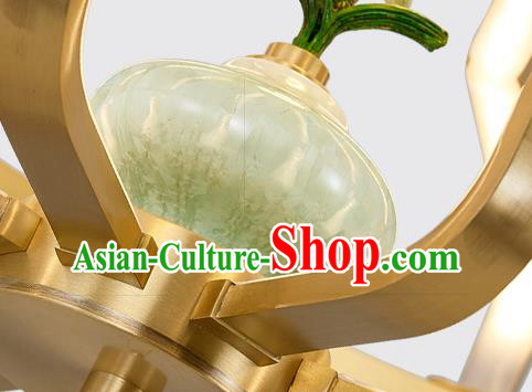 Chinese Traditional Ceramics Vase Ceiling Lamp Handmade Classical Brass Lantern