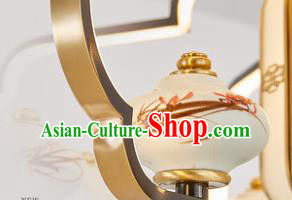 Chinese Traditional Brass Ceiling Lamp Handmade Classical Ceramics Vases Lantern