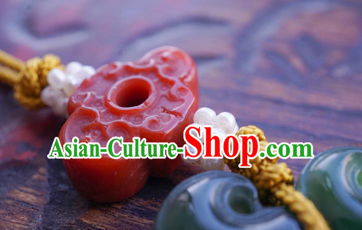 China Classical Cheongsam Brooch Traditional Handmade Hetian Jade Pendant