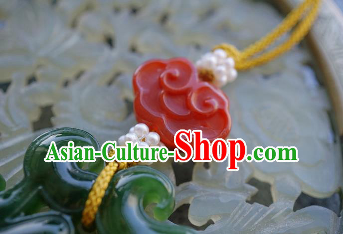 China Classical Cheongsam Brooch Traditional Handmade Hetian Jade Pendant