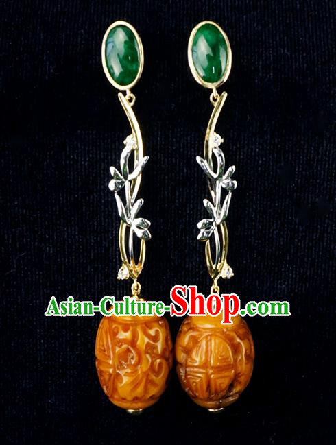 Top Grade Chinese Traditional Classical Argent Orchid Earrings Handmade Beeswax Ear Jewelry Accessories