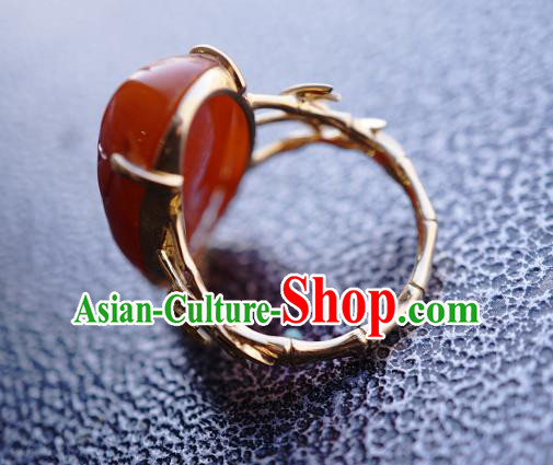 Chinese Traditional Carving Beeswax Ring Ancient Wedding Jewelry Accessories