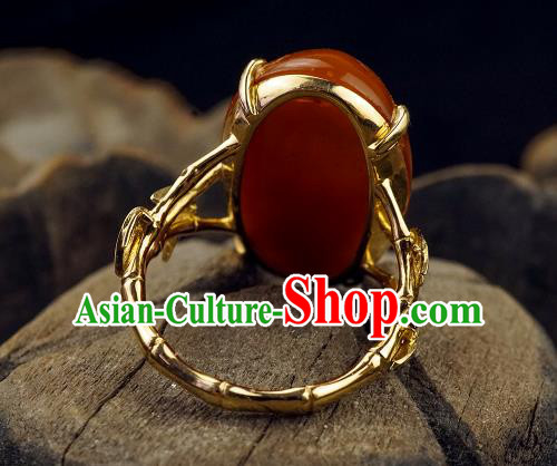 Chinese Traditional Carving Beeswax Ring Ancient Wedding Jewelry Accessories