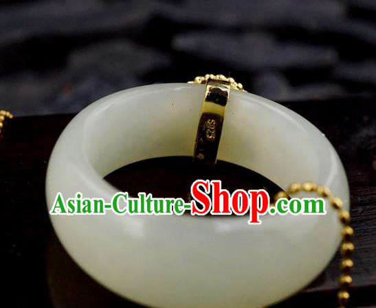 Chinese Traditional White Jade Ring Ancient Wedding Gems Jewelry Accessories