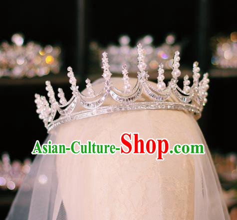 Baroque Bride Crystal Royal Crown Handmade Wedding Jewelry Accessories European Princess Birthday Headwear