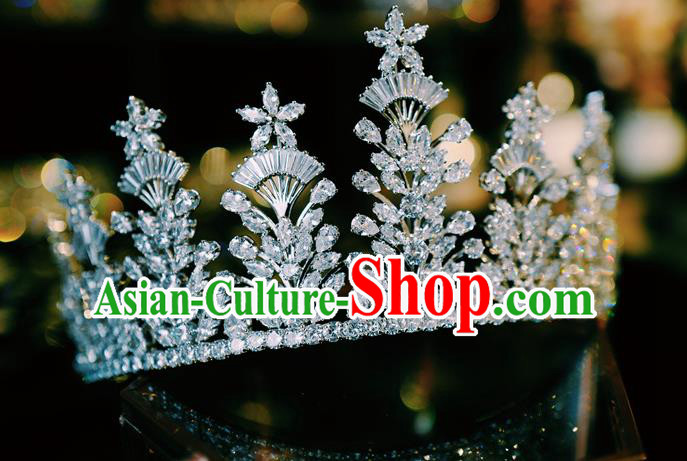Handmade Baroque Bride Wedding Zircon Royal Crown Crystal Jewelry Accessories European Princess Headwear